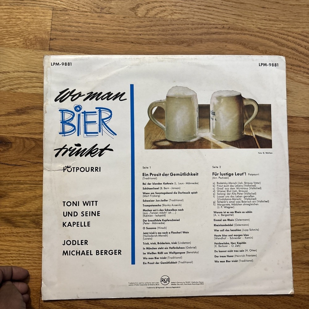 Toni Witt und Seine Kapelle Wo Man Bier Trinkt LPM 9881 German Polka LP Vinyl - Picture 2 of 7